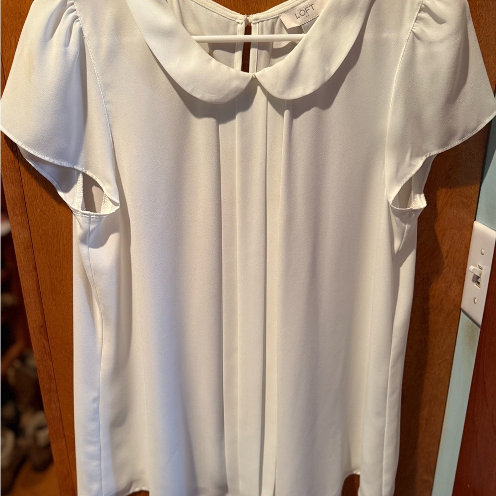 LOFT Cream Blouse with Peter Pan Collar